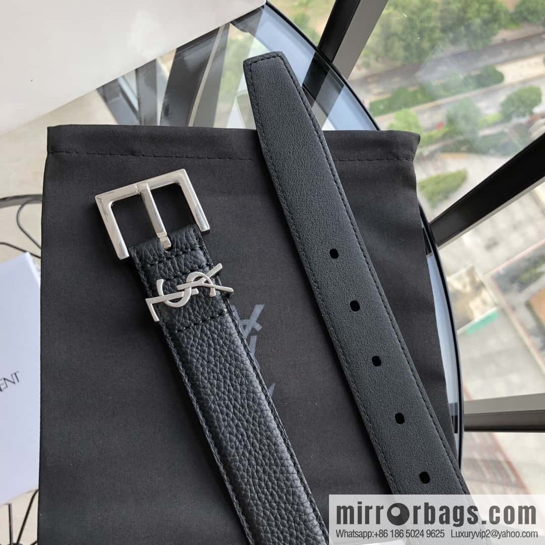 Saint Laurent 3.0cm Women's Belt Vintage Seiko Engraved Metal Buckle Belt