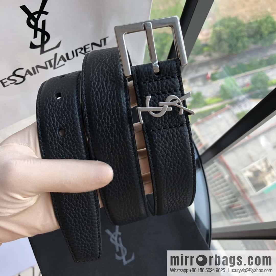 Saint Laurent 3.0cm Women's Belt Vintage Seiko Engraved Metal Buckle Belt