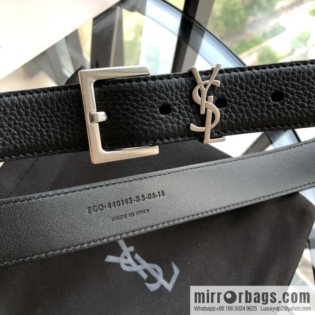 Saint Laurent 3.0cm Women's Belt Vintage Seiko Engraved Metal Buckle Belt