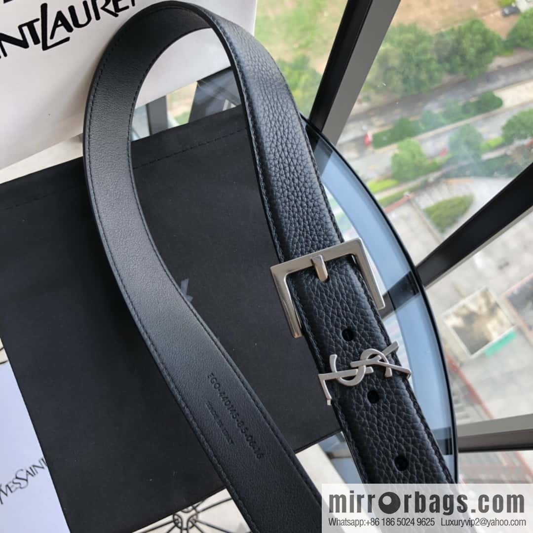 Saint Laurent 3.0cm Women's Belt Vintage Seiko Engraved Metal Buckle Belt