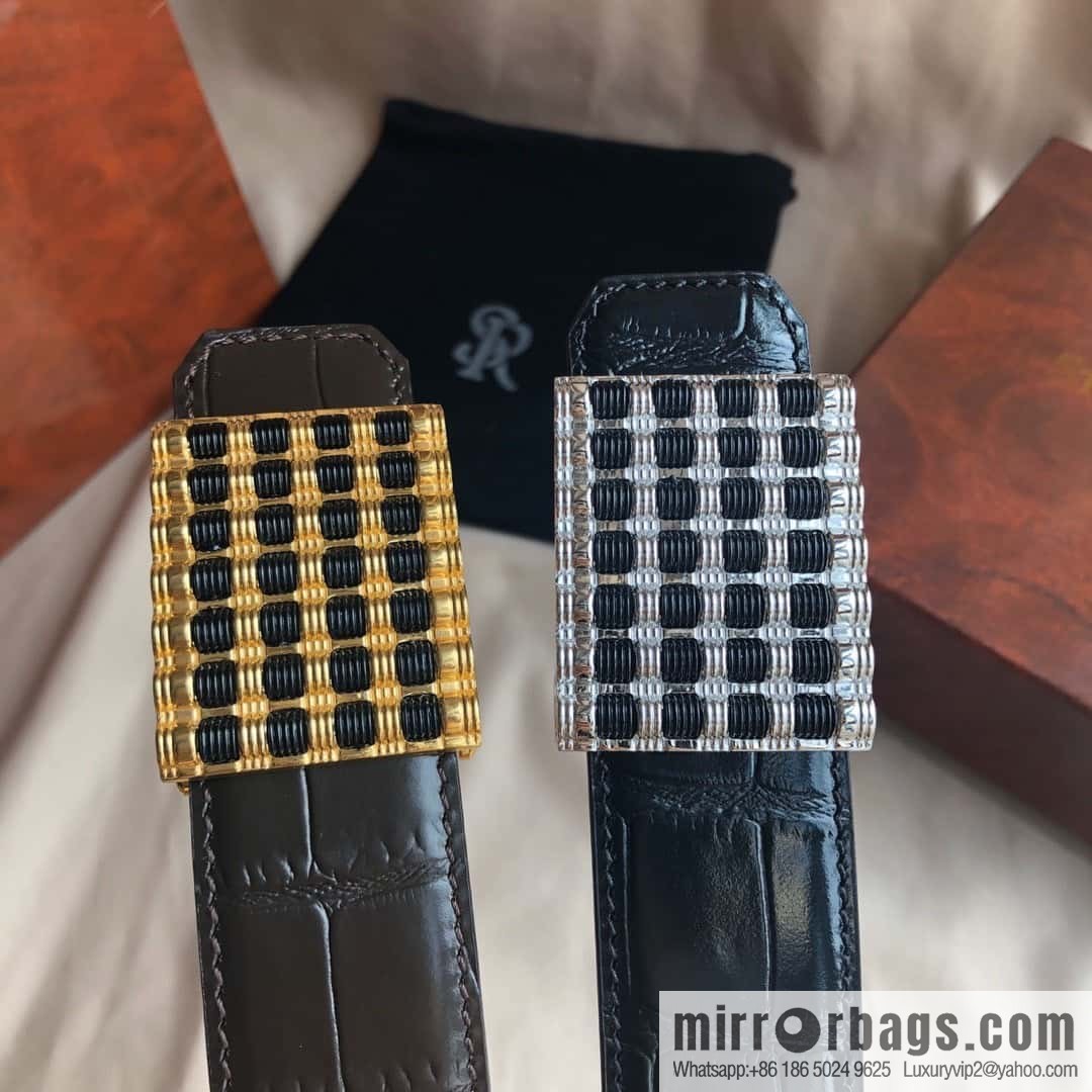 Stefano Ricci Stephen, stainless steel acrylic hanging buckle 3.8cm alligator belt