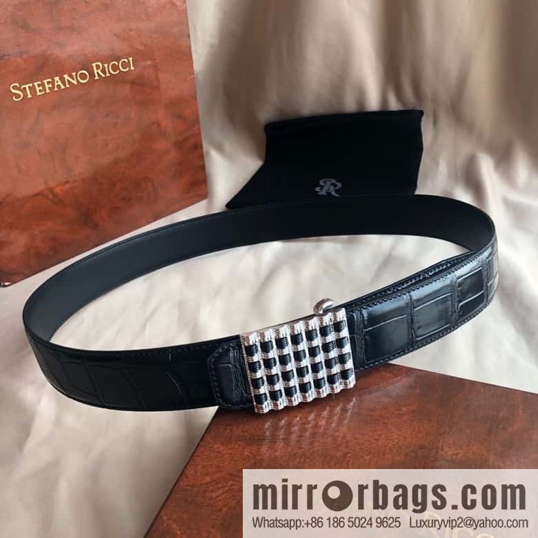Stefano Ricci Stephen, stainless steel acrylic hanging buckle 3.8cm alligator belt