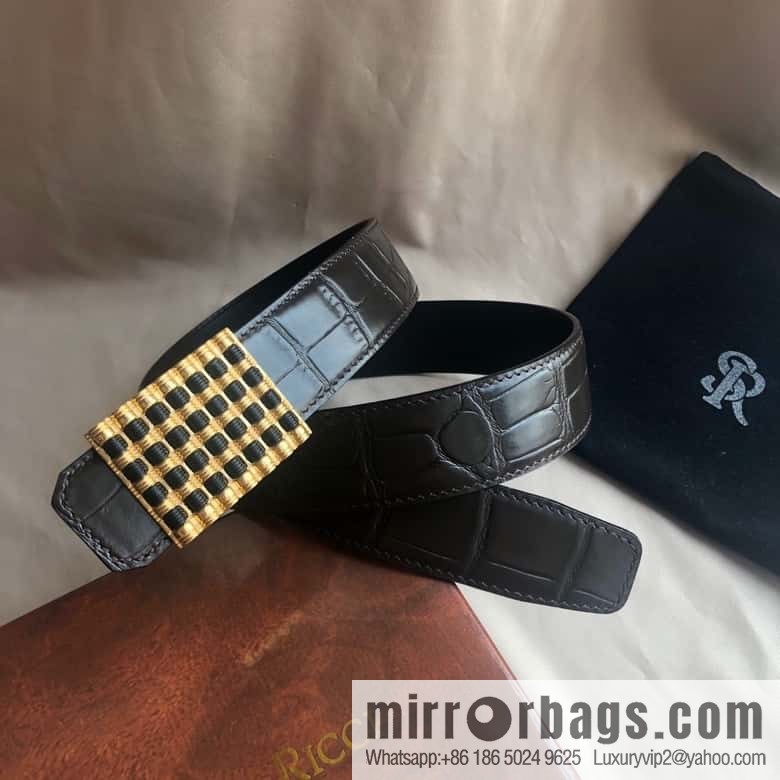 Stefano Ricci Stephen, stainless steel acrylic hanging buckle 3.8cm alligator belt
