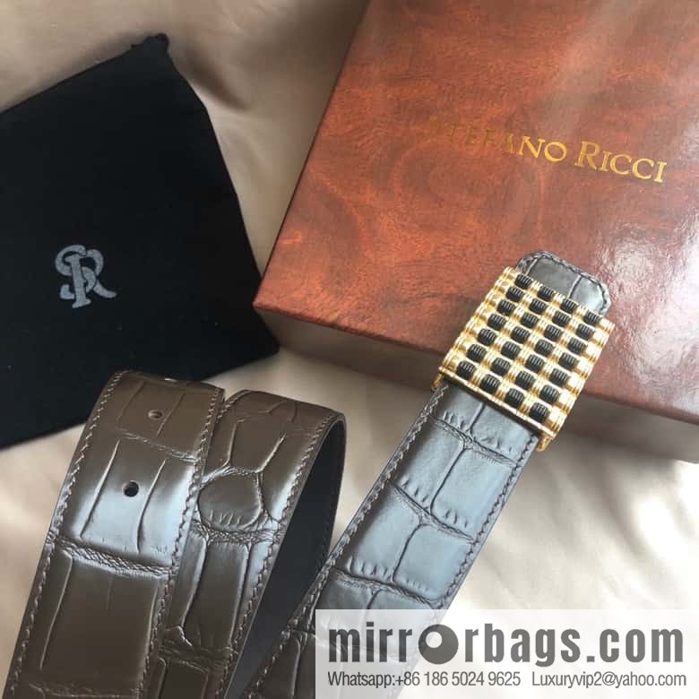 Stefano Ricci Stephen, stainless steel acrylic hanging buckle 3.8cm alligator belt