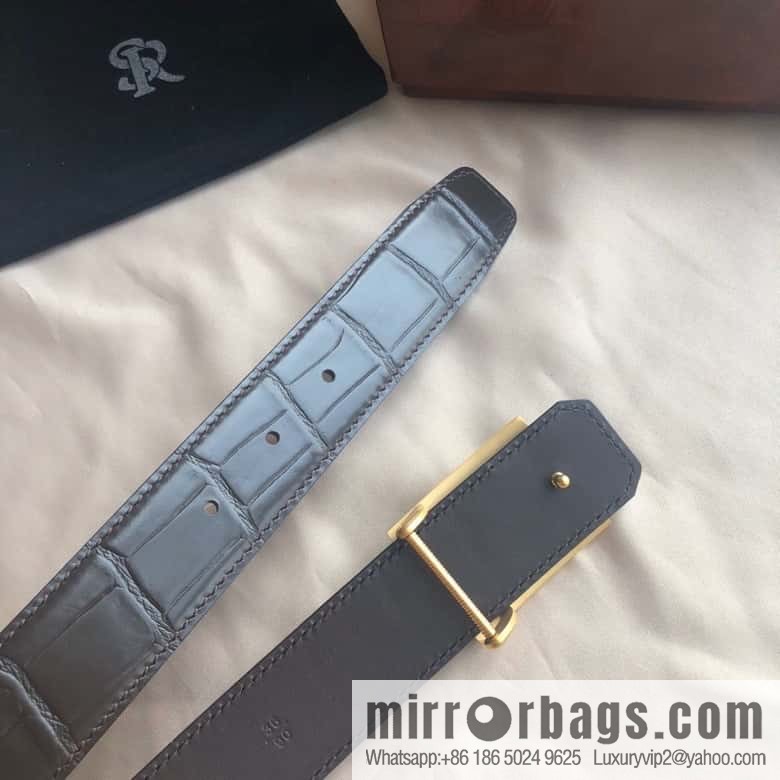 Stefano Ricci Stephen, stainless steel acrylic hanging buckle 3.8cm alligator belt