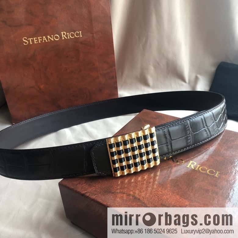 Stefano Ricci Stephen, stainless steel acrylic hanging buckle 3.8cm alligator belt