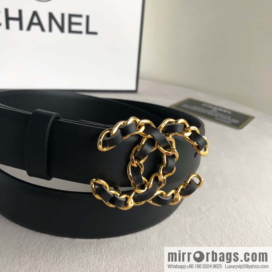 CHANEL chain buckle women's belt 3.0cm