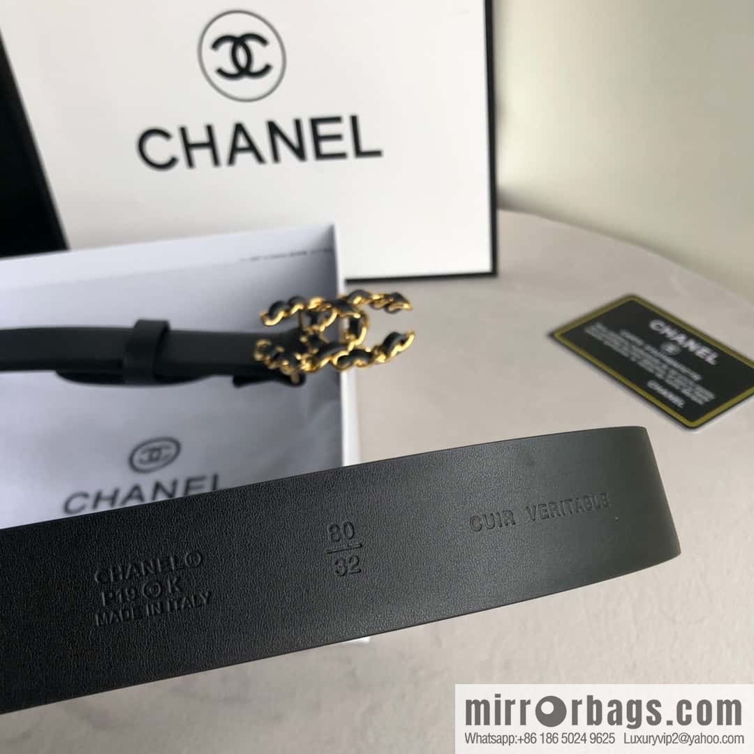CHANEL chain buckle women's belt 3.0cm