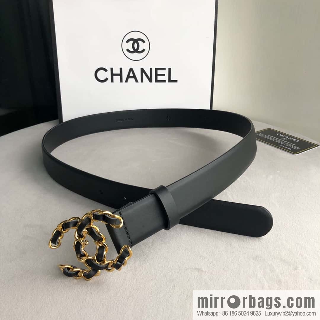 CHANEL chain buckle women's belt 3.0cm