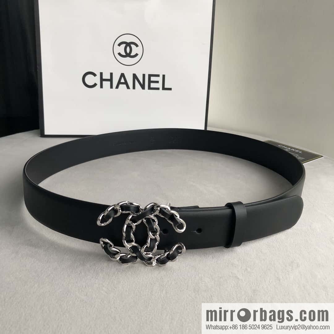 CHANEL chain buckle women's belt 3.0cm