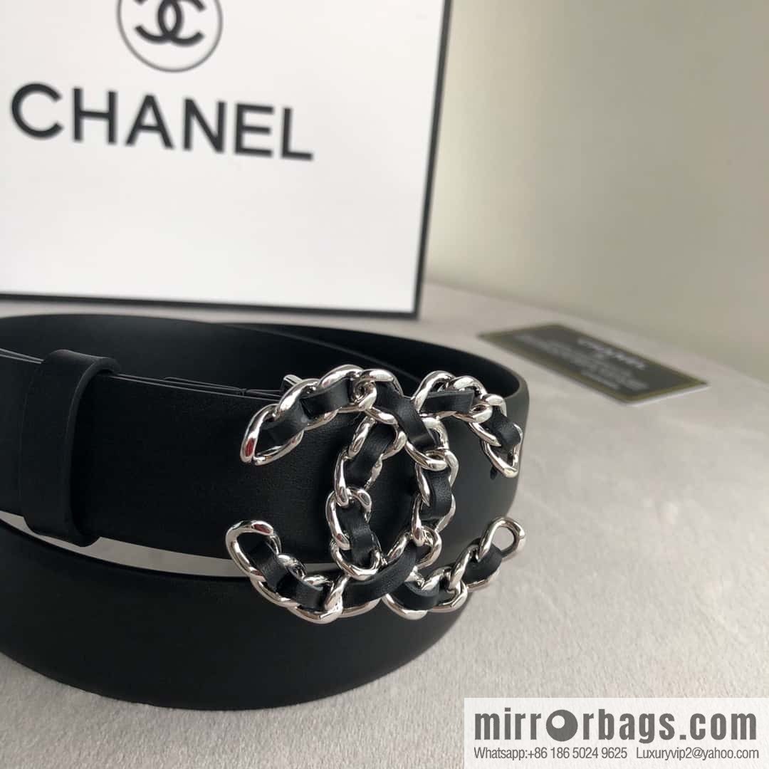 CHANEL chain buckle women's belt 3.0cm