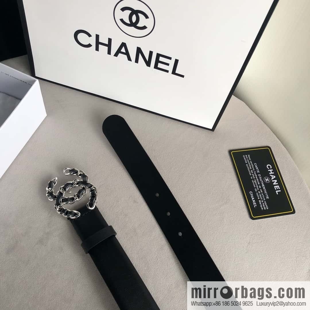 CHANEL chain buckle women's belt 3.0cm