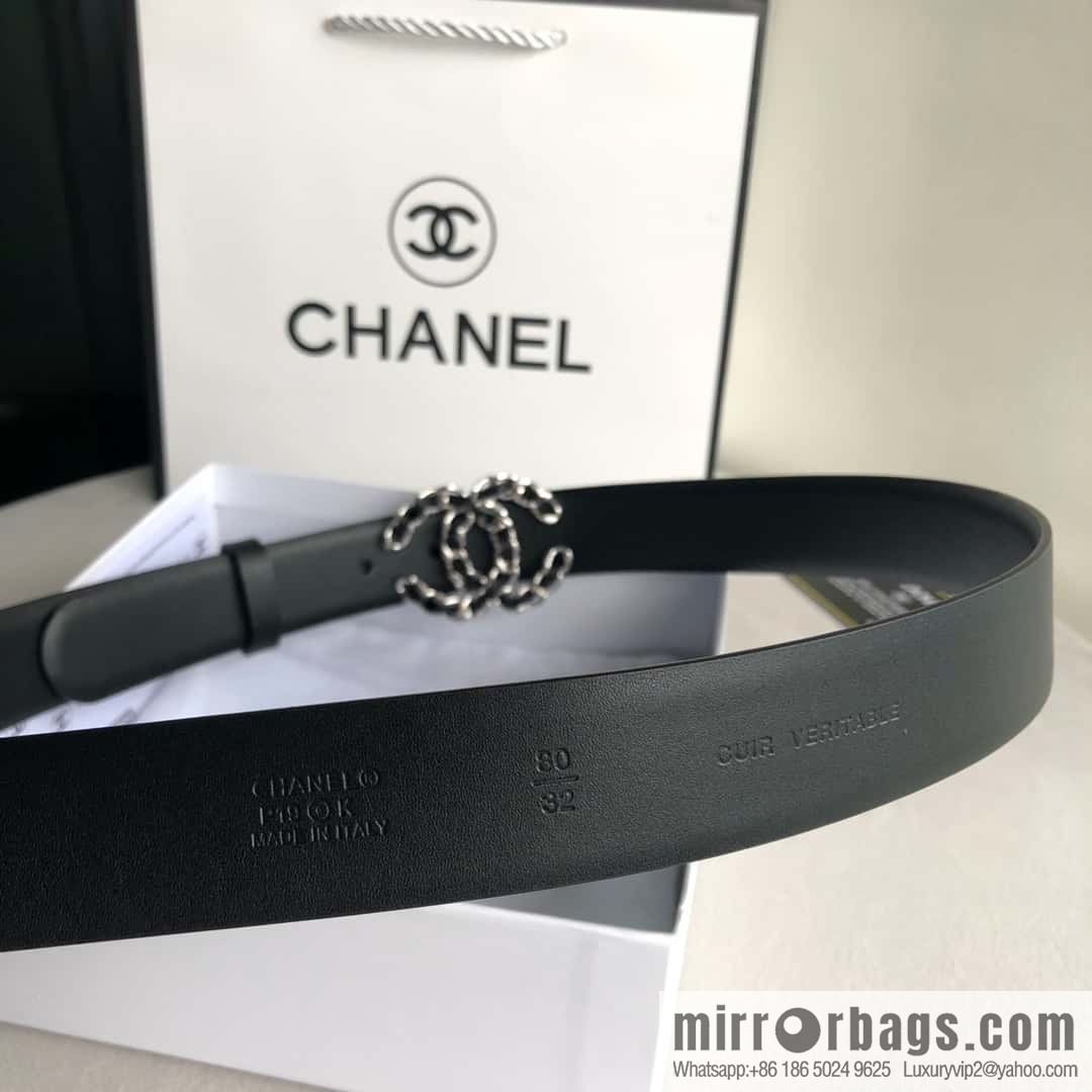 CHANEL chain buckle women's belt 3.0cm