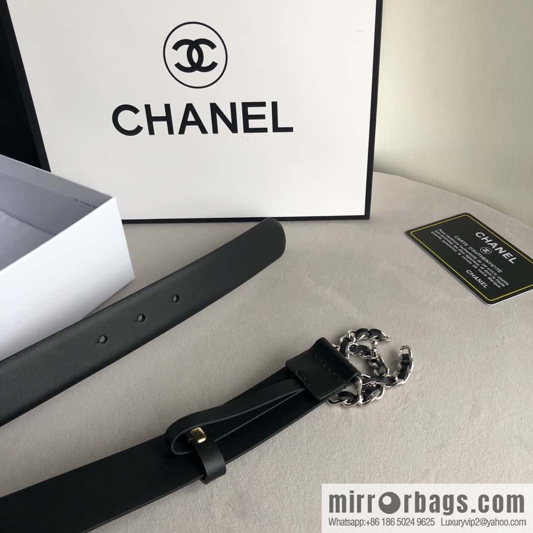 CHANEL chain buckle women's belt 3.0cm