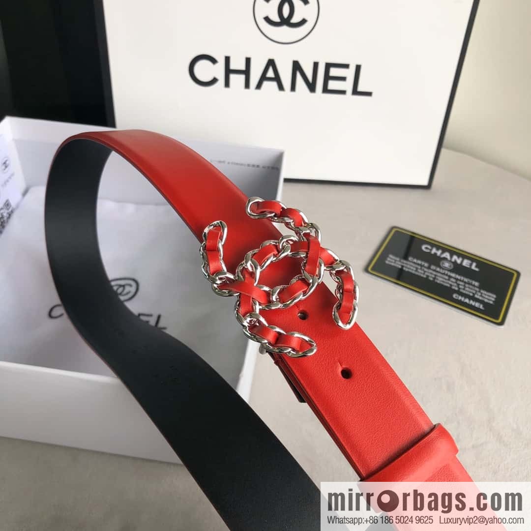 CHANEL chain buckle women's belt 3.0cm