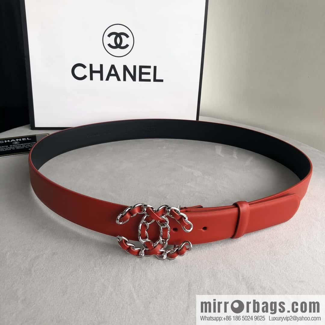 CHANEL chain buckle women's belt 3.0cm