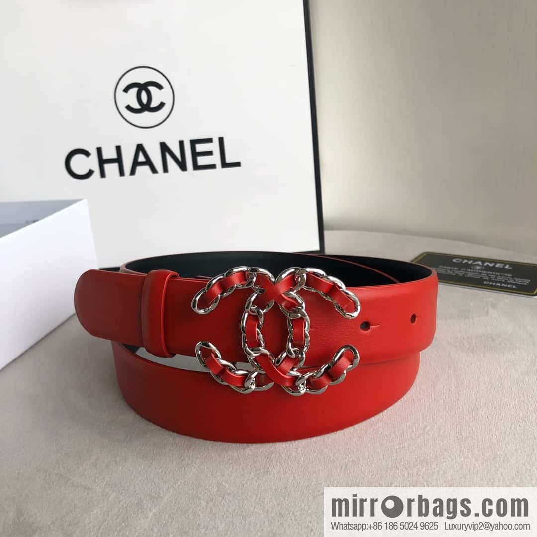 CHANEL chain buckle women's belt 3.0cm