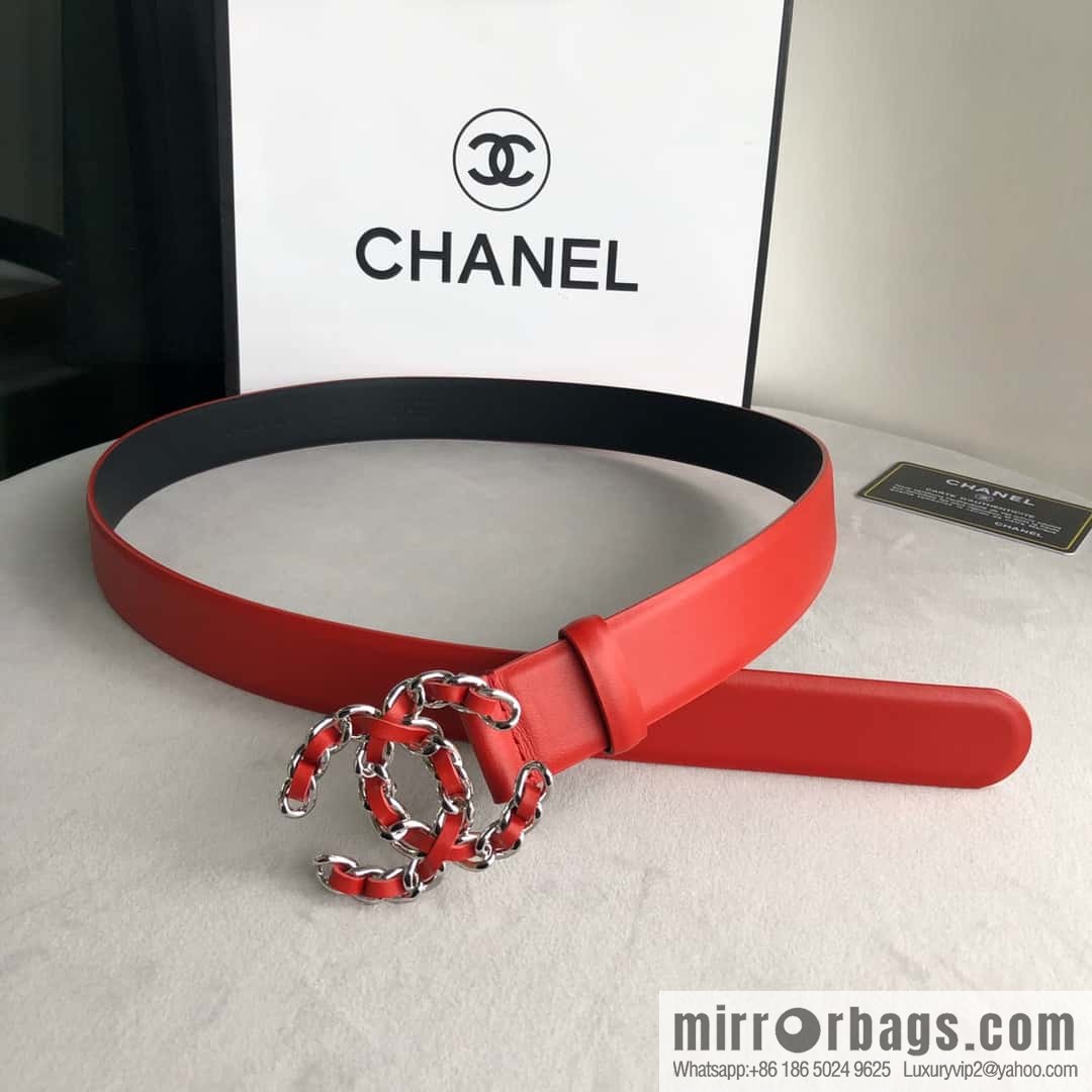 CHANEL chain buckle women's belt 3.0cm