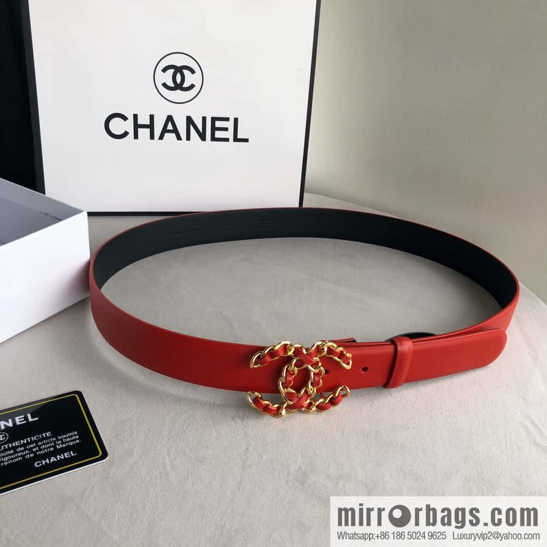 CHANEL chain buckle women's belt 3.0cm