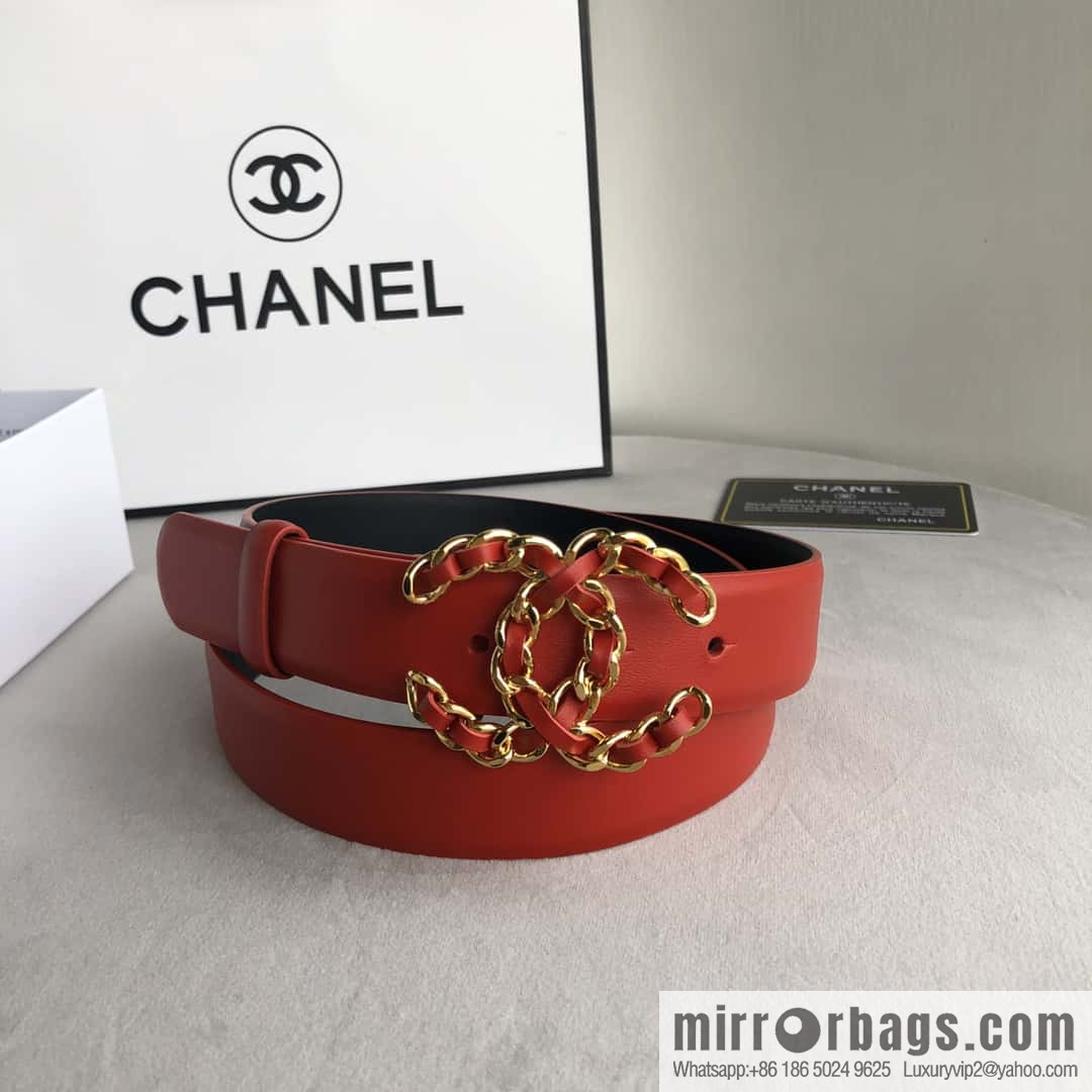CHANEL chain buckle women's belt 3.0cm
