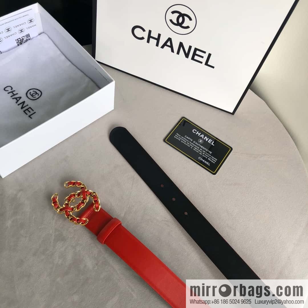 CHANEL chain buckle women's belt 3.0cm