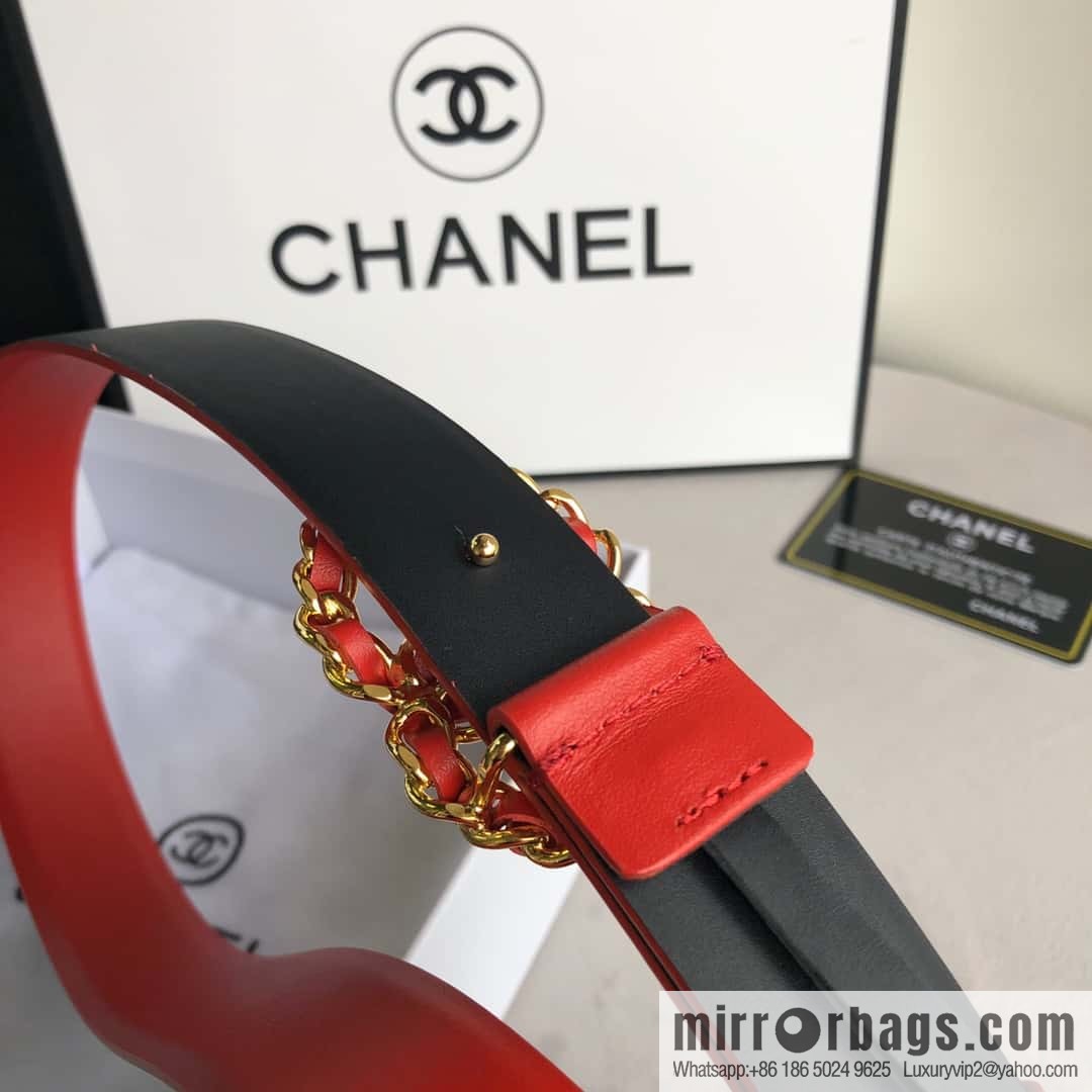 CHANEL chain buckle women's belt 3.0cm