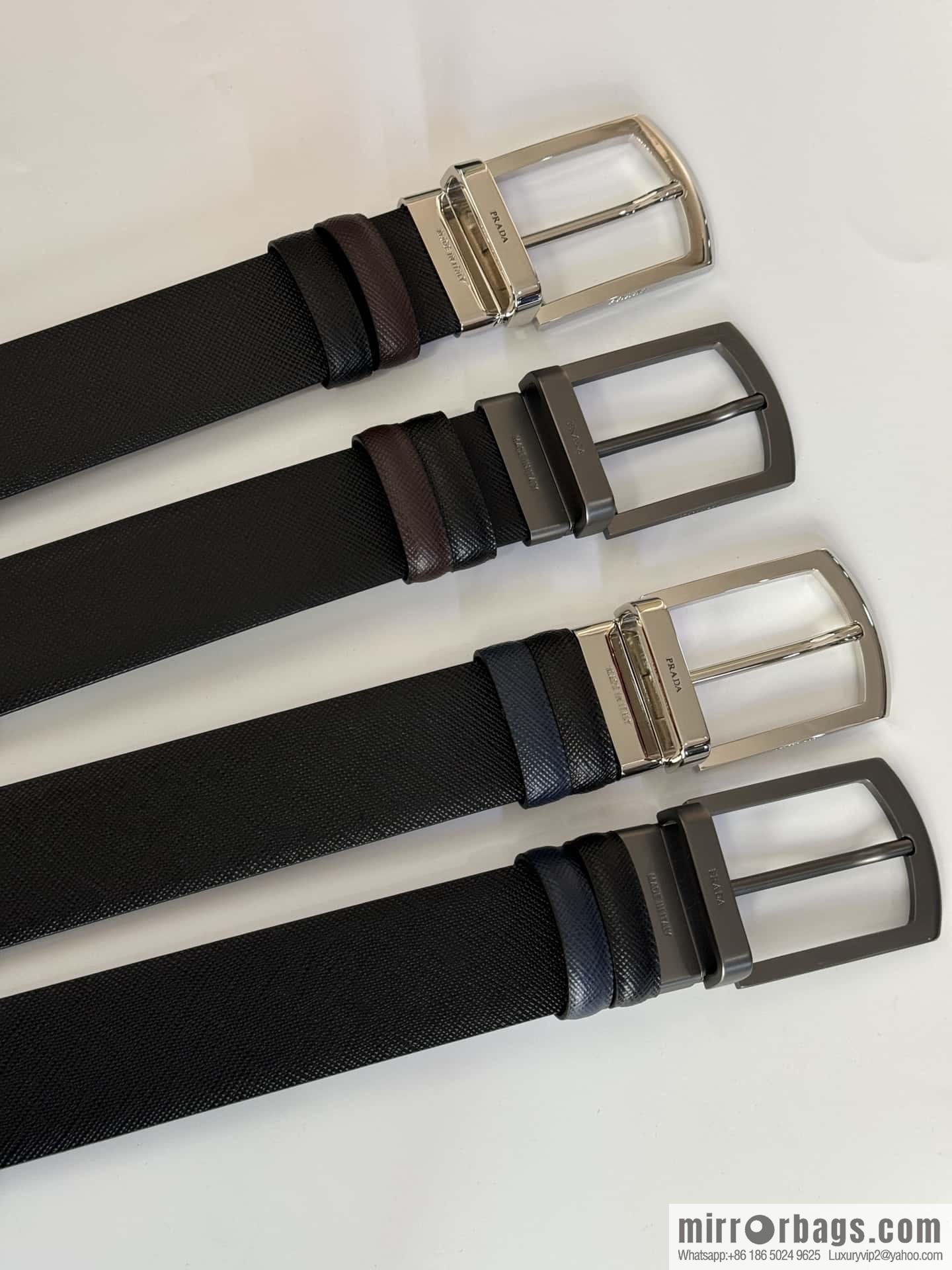 PRADA, Men's Rotating Pin Buckle Double-Sided Cross Belt 3.5CM