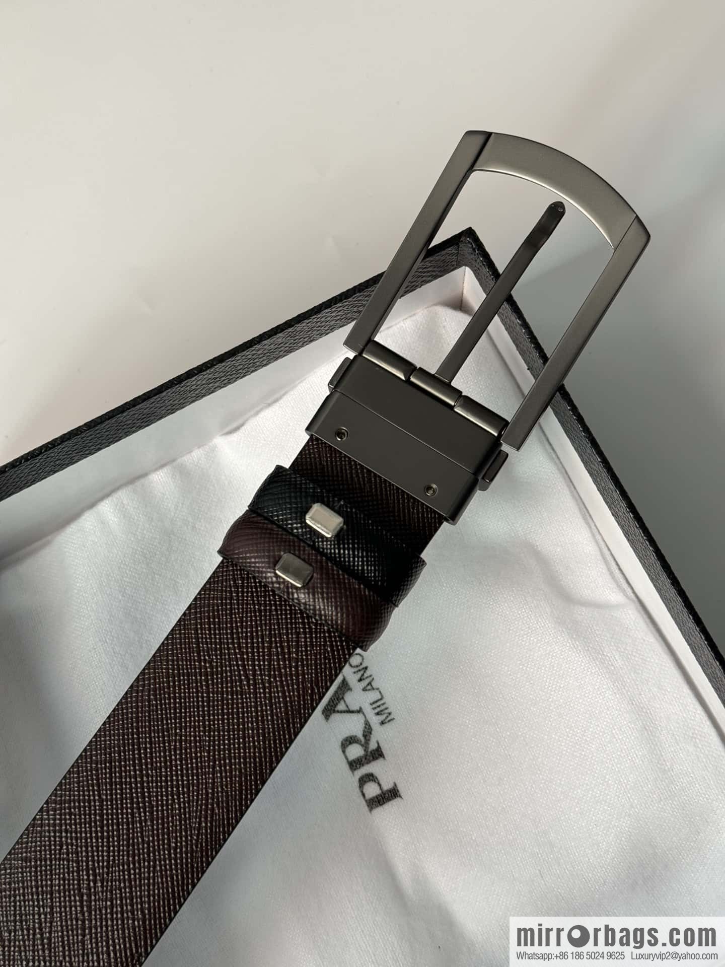 PRADA, Men's Rotating Pin Buckle Double-Sided Cross Belt 3.5CM