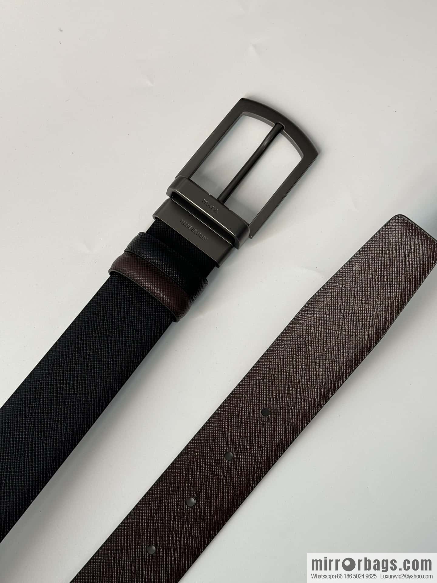 PRADA, Men's Rotating Pin Buckle Double-Sided Cross Belt 3.5CM