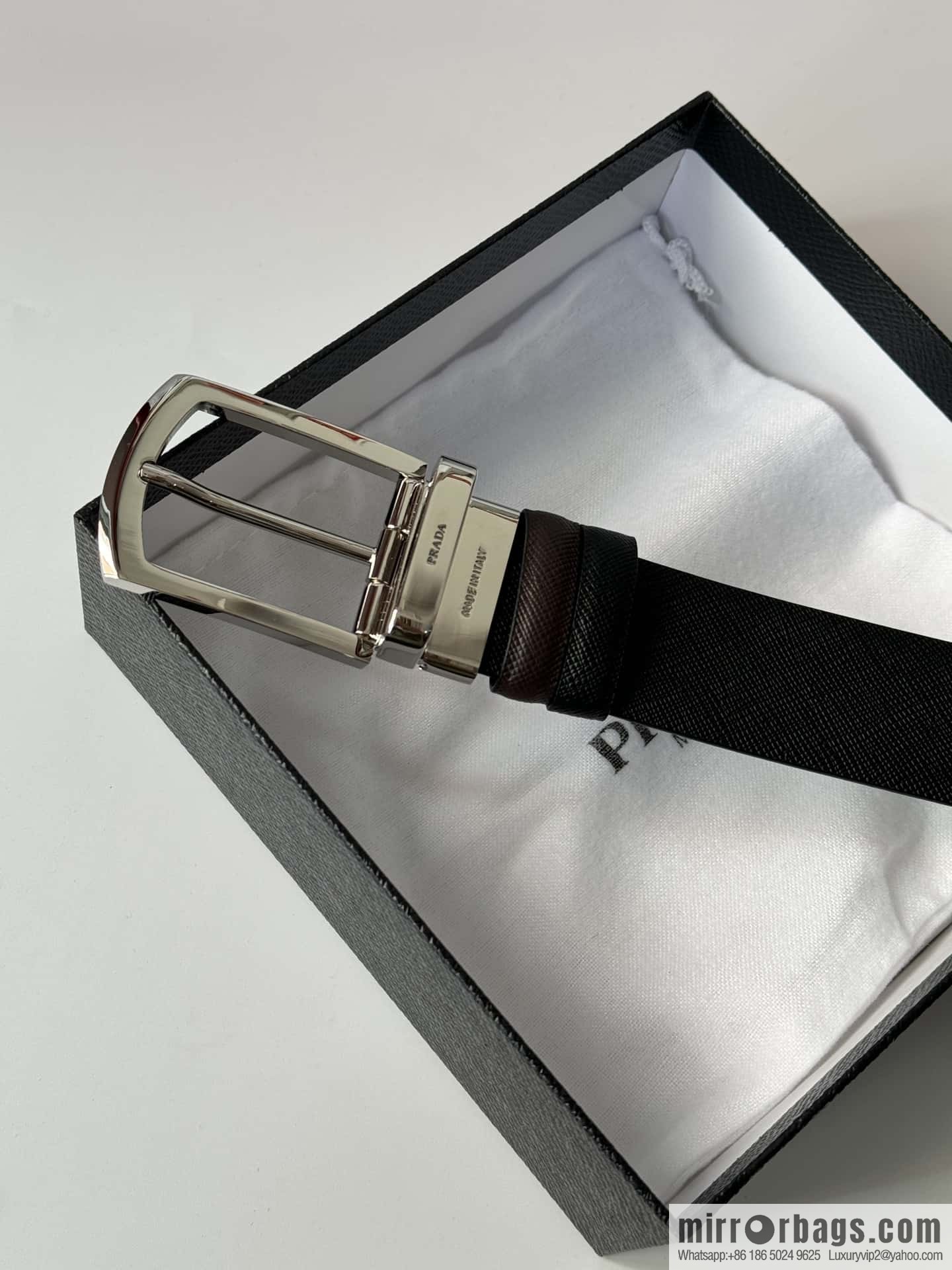 PRADA, Men's Rotating Pin Buckle Double-Sided Cross Belt 3.5CM