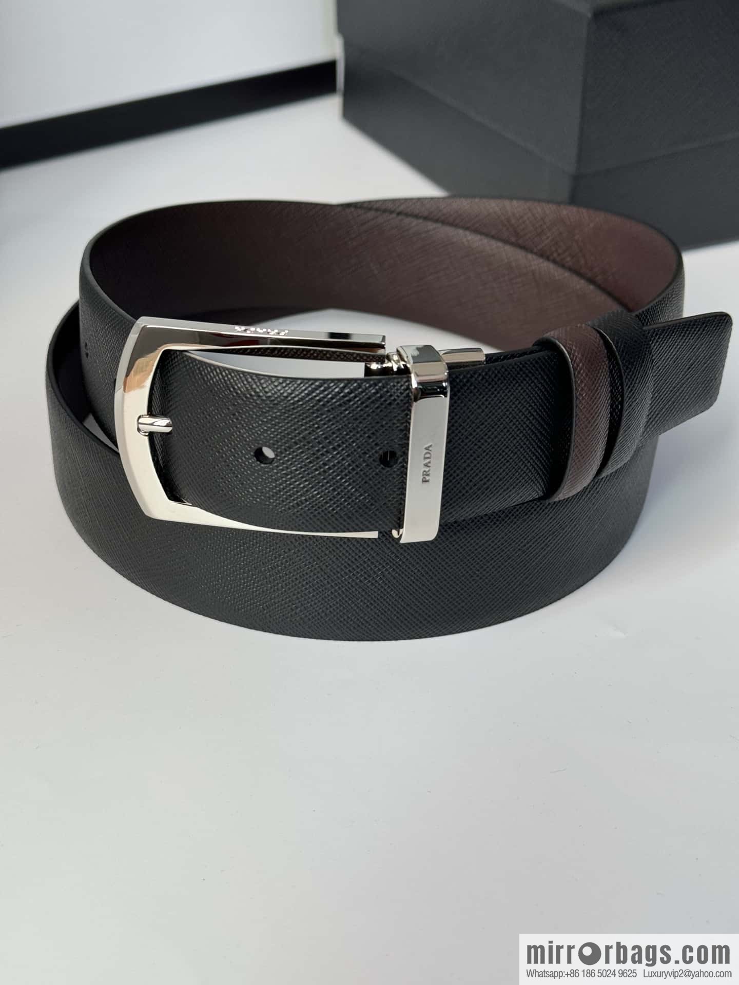 PRADA, Men's Rotating Pin Buckle Double-Sided Cross Belt 3.5CM