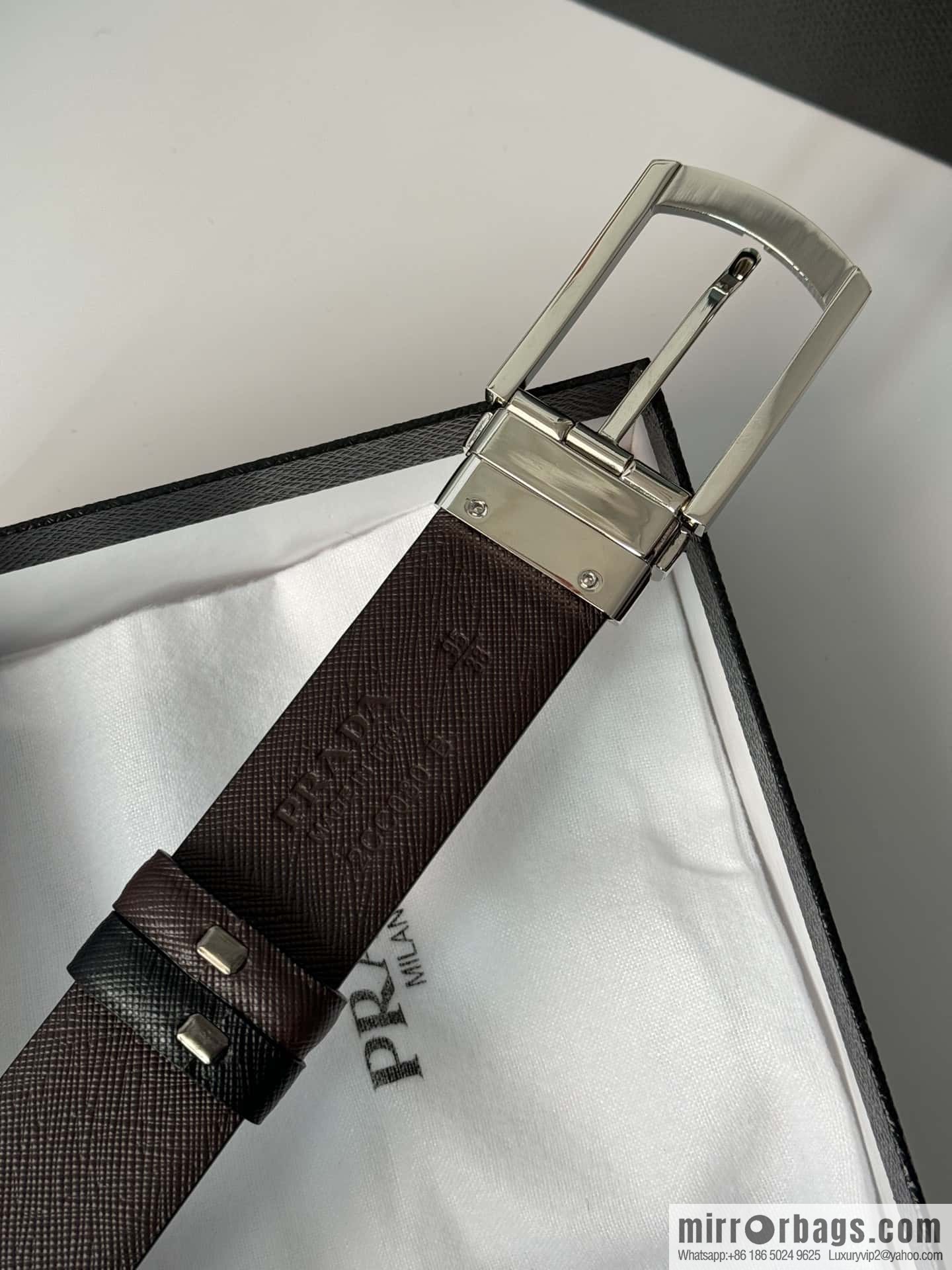 PRADA, Men's Rotating Pin Buckle Double-Sided Cross Belt 3.5CM