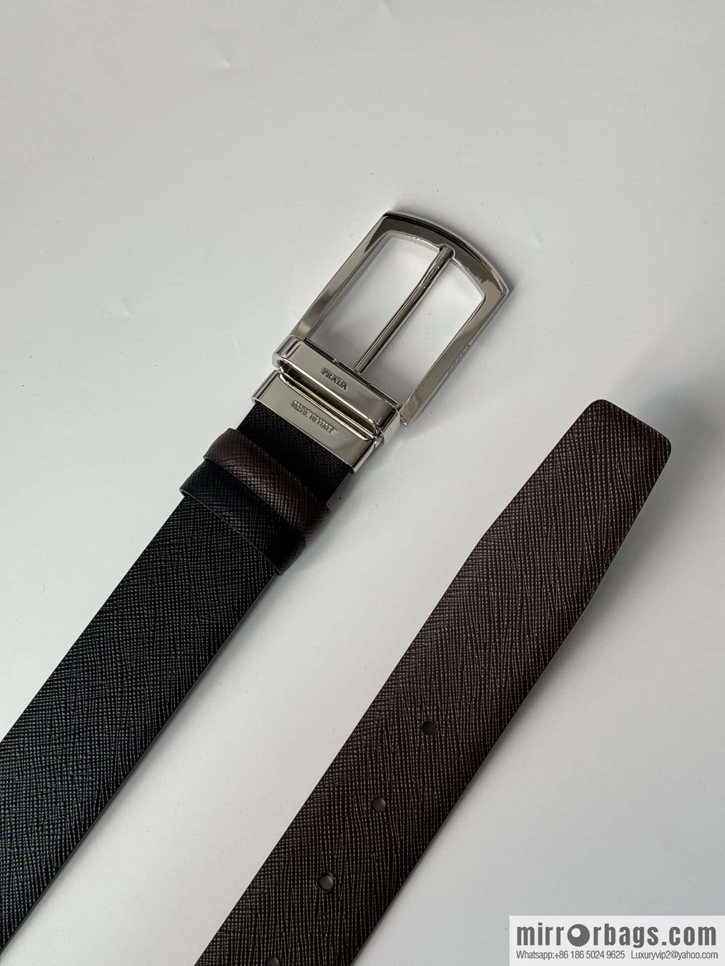 PRADA, Men's Rotating Pin Buckle Double-Sided Cross Belt 3.5CM