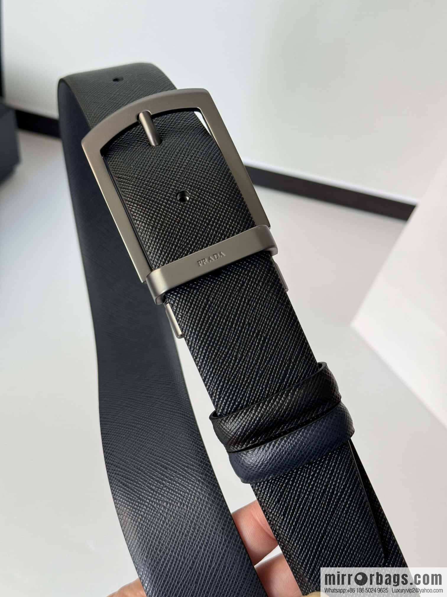 PRADA, Men's Rotating Pin Buckle Double-Sided Cross Belt 3.5CM