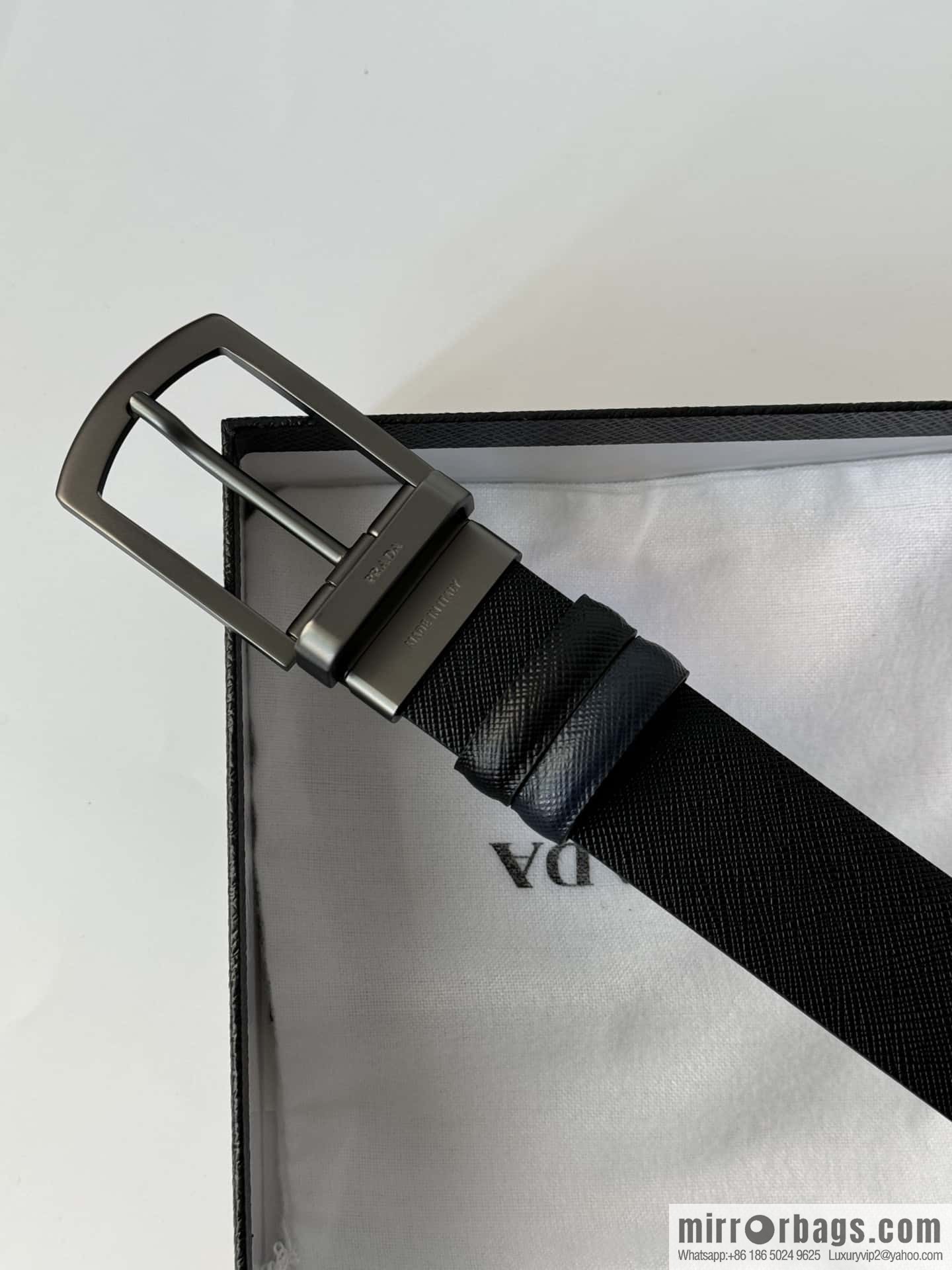 PRADA, Men's Rotating Pin Buckle Double-Sided Cross Belt 3.5CM