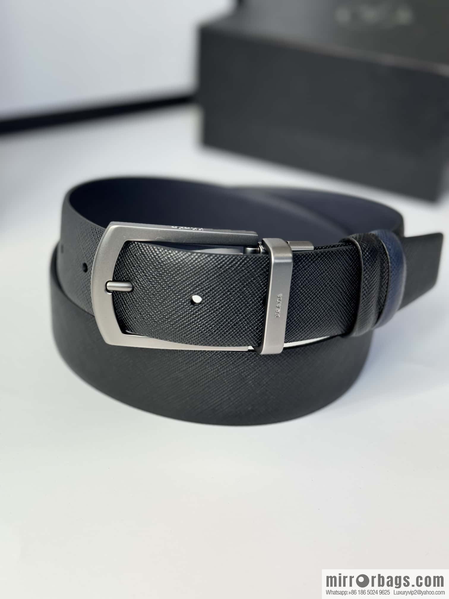 PRADA, Men's Rotating Pin Buckle Double-Sided Cross Belt 3.5CM