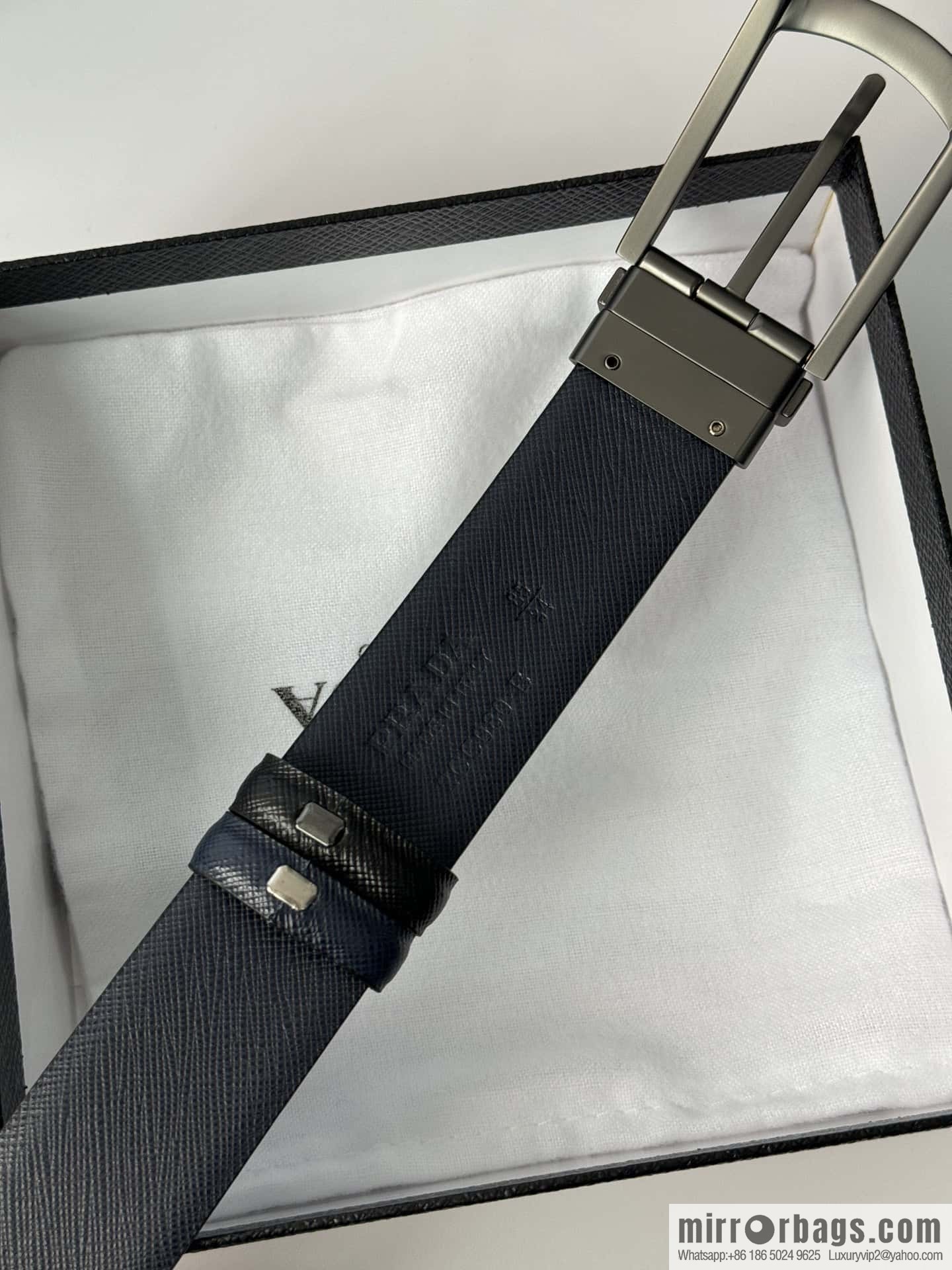 PRADA, Men's Rotating Pin Buckle Double-Sided Cross Belt 3.5CM