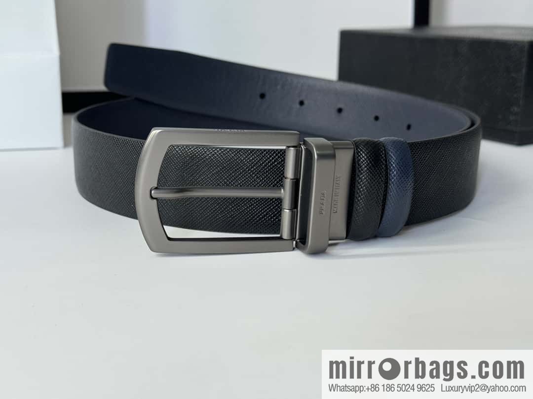 PRADA, Men's Rotating Pin Buckle Double-Sided Cross Belt 3.5CM