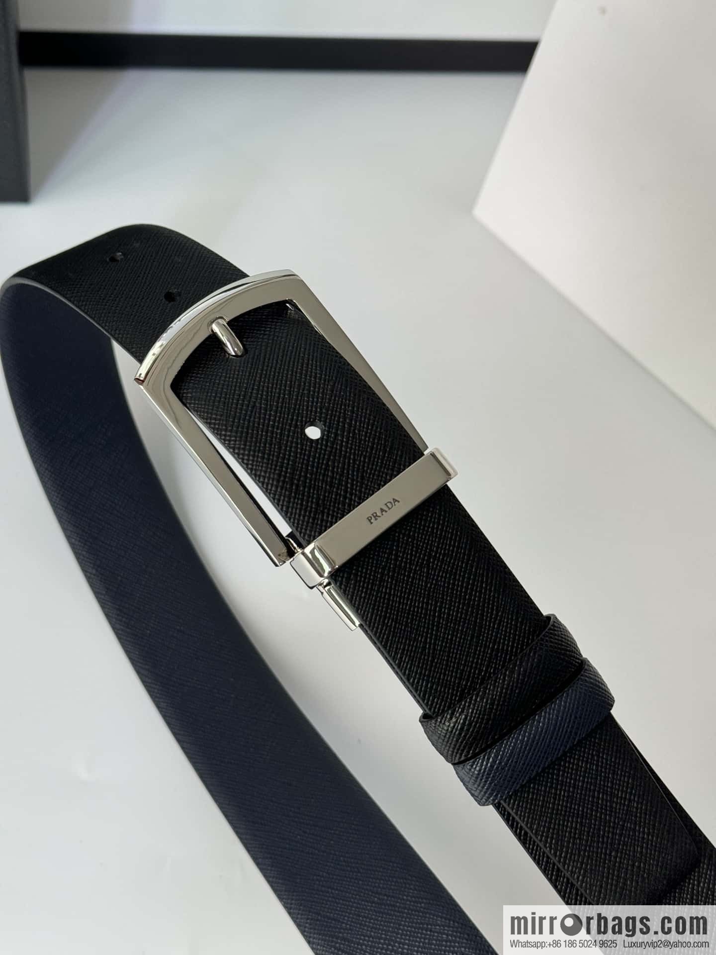 PRADA, Men's Rotating Pin Buckle Double-Sided Cross Belt 3.5CM