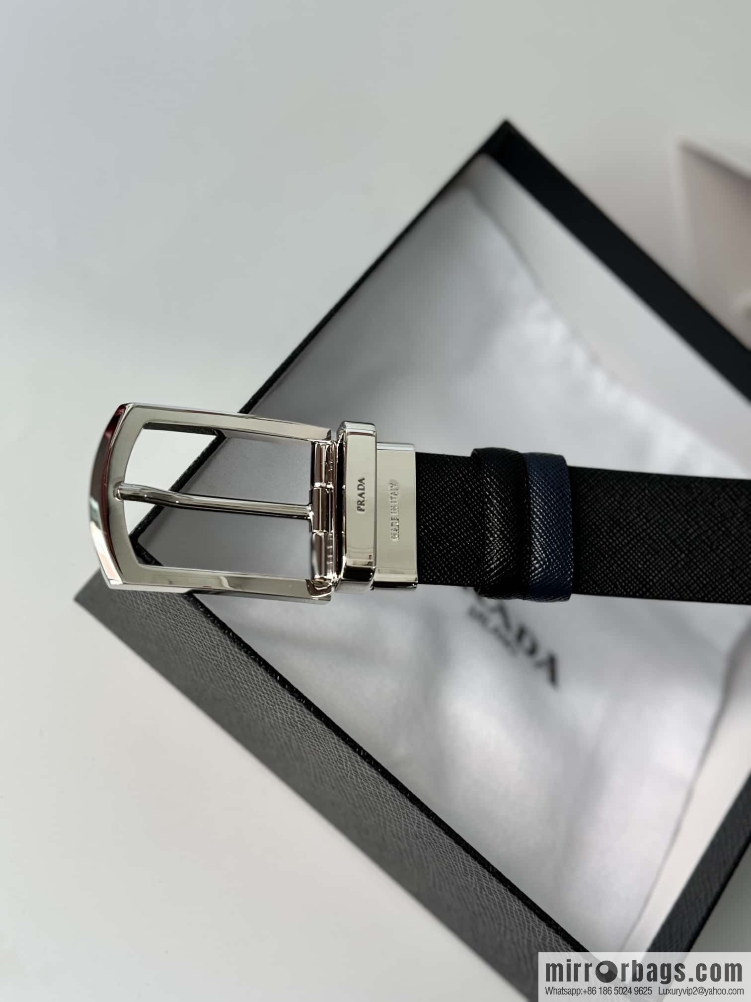 PRADA, Men's Rotating Pin Buckle Double-Sided Cross Belt 3.5CM