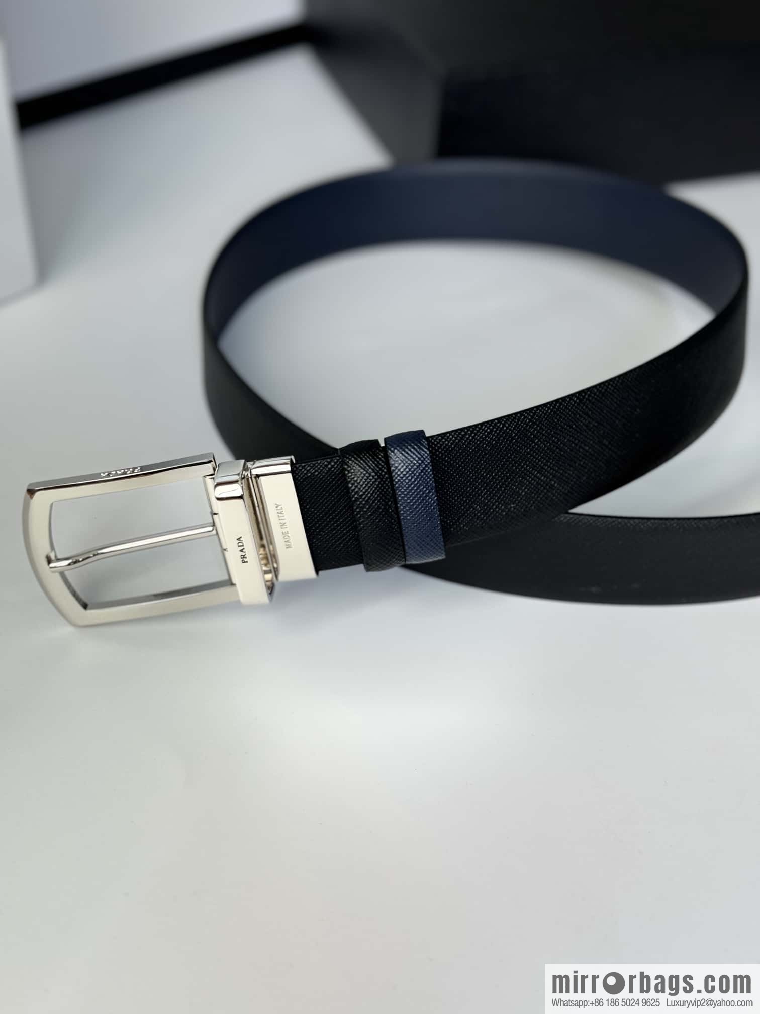 PRADA, Men's Rotating Pin Buckle Double-Sided Cross Belt 3.5CM
