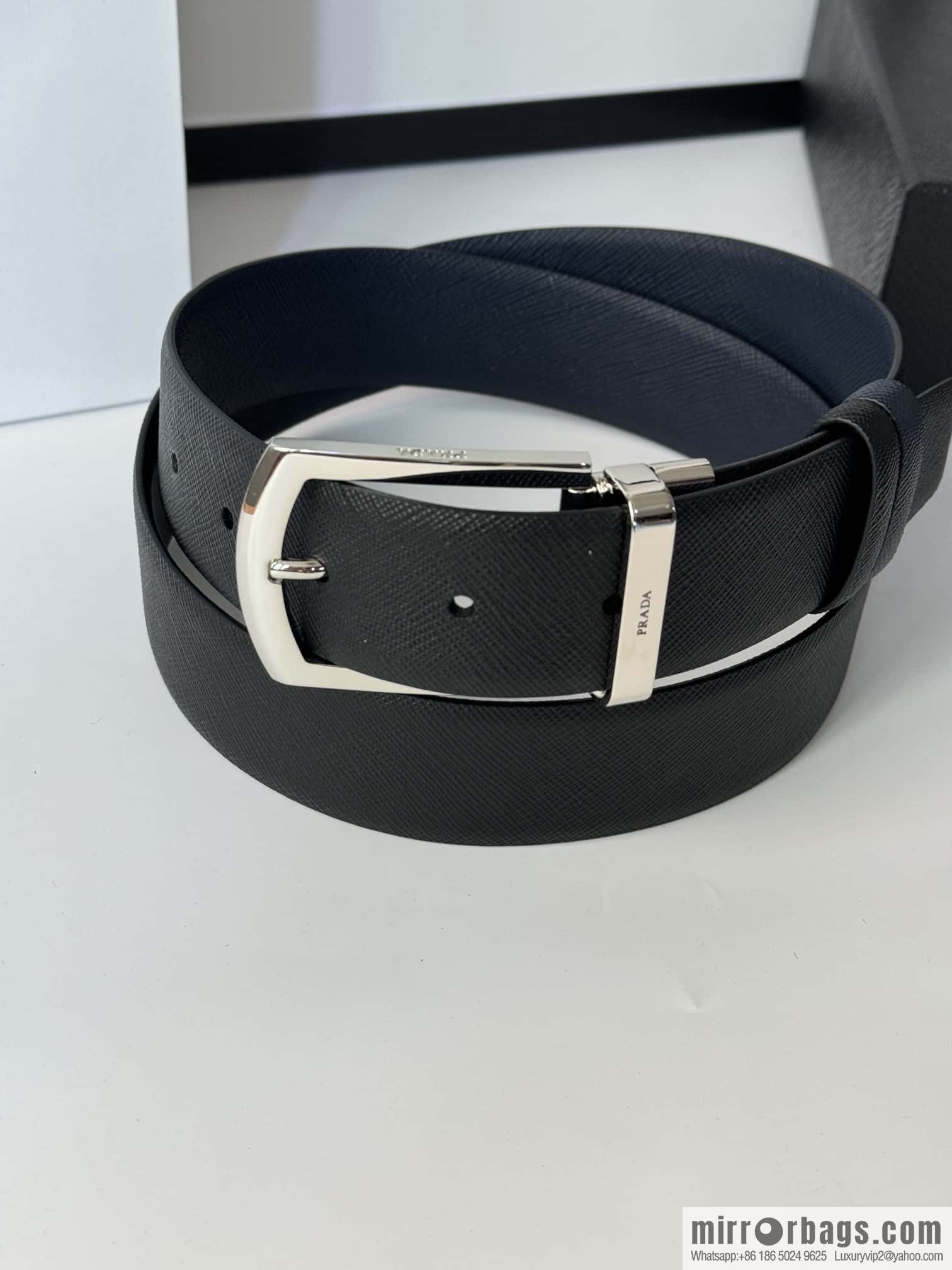 PRADA, Men's Rotating Pin Buckle Double-Sided Cross Belt 3.5CM