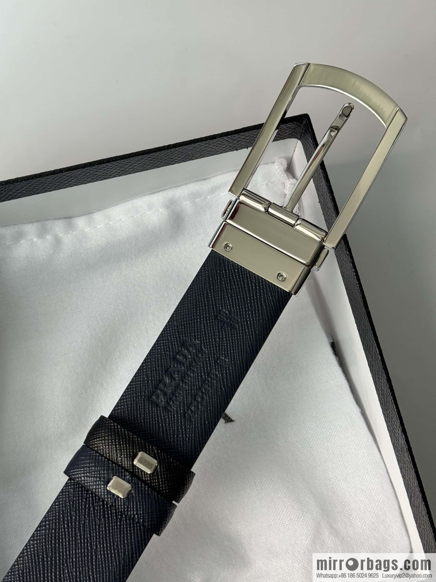 PRADA, Men's Rotating Pin Buckle Double-Sided Cross Belt 3.5CM