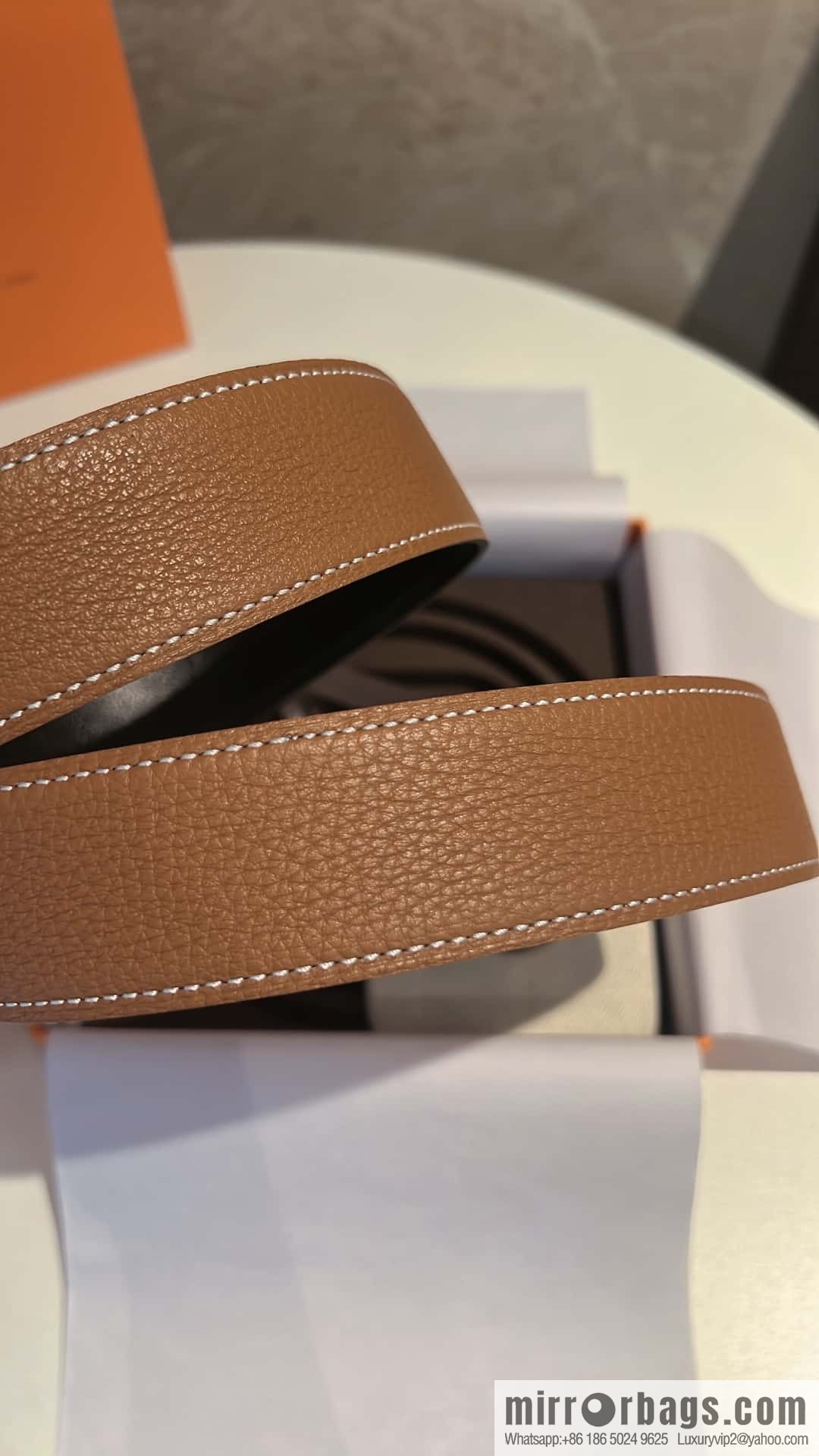 Hermes Hermes, stainless steel inlaid diamond buckle, first layer cowhide lychee texture belt 3.8CM