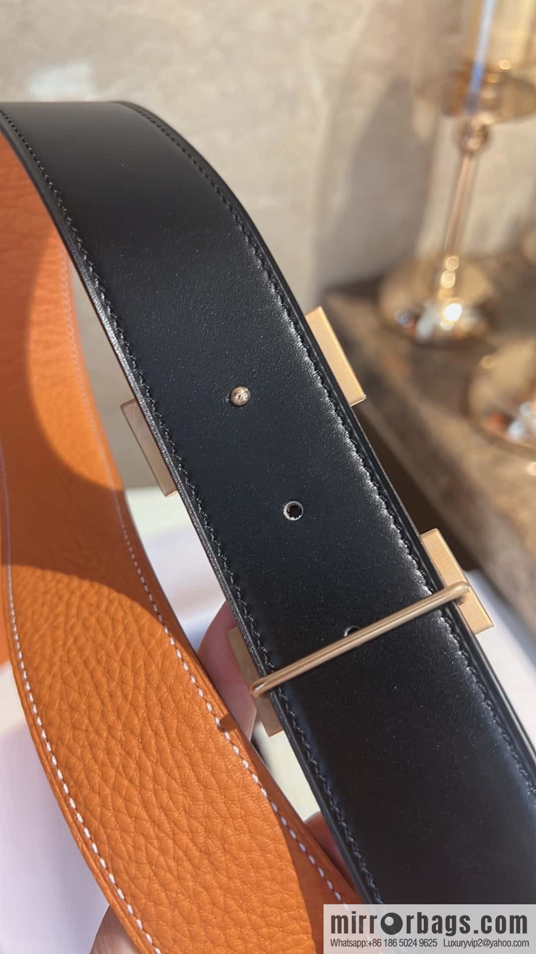 Hermes Hermes, stainless steel inlaid diamond buckle, first layer cowhide lychee texture belt 3.8CM