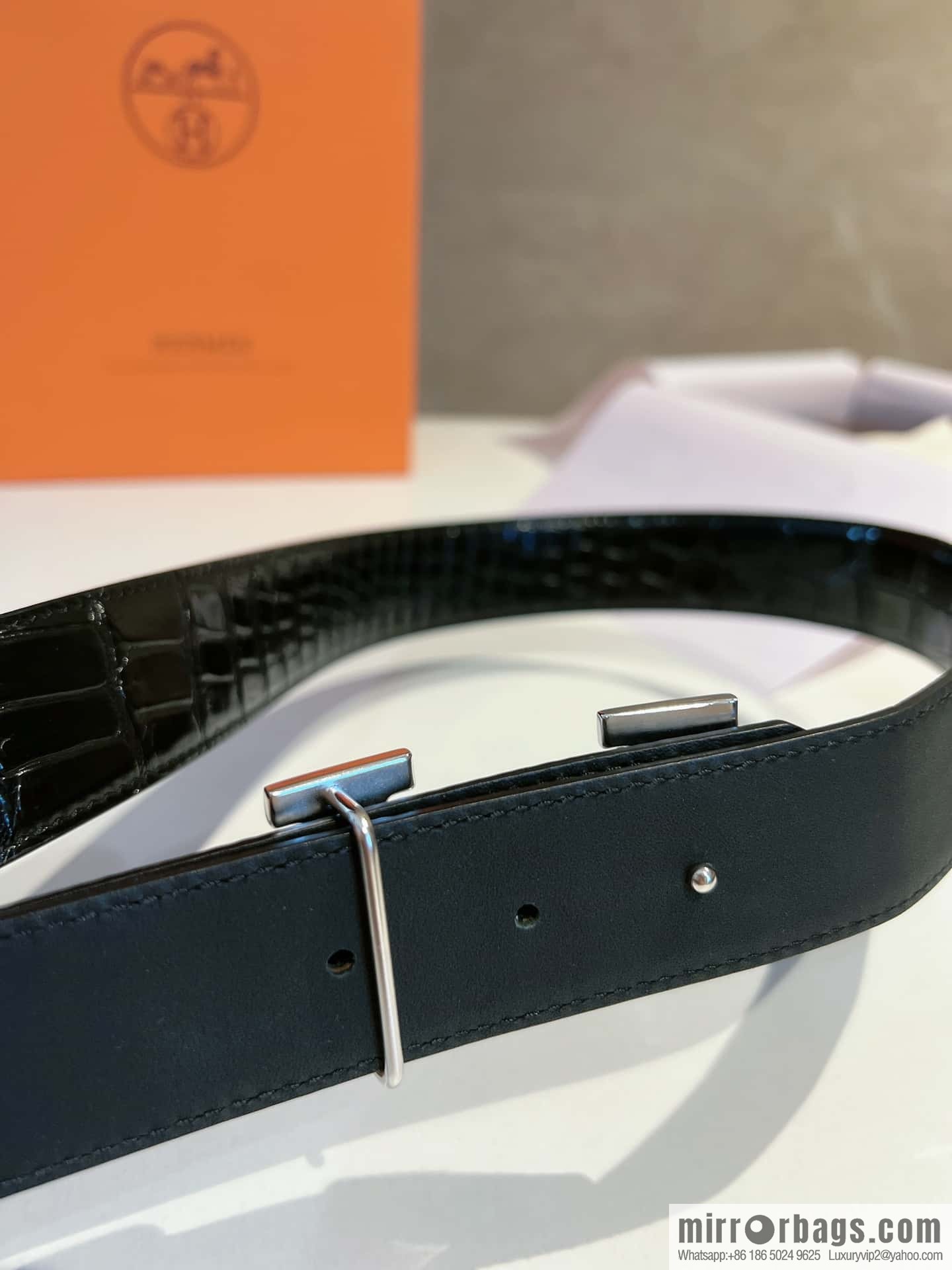 Hermes, stainless steel with Austrian crystal diamonds and resin 35mm belt
