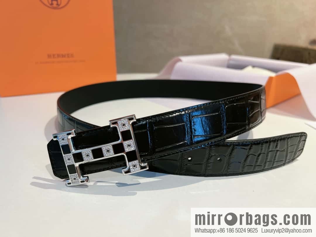 Hermes, stainless steel with Austrian crystal diamonds and resin 35mm belt
