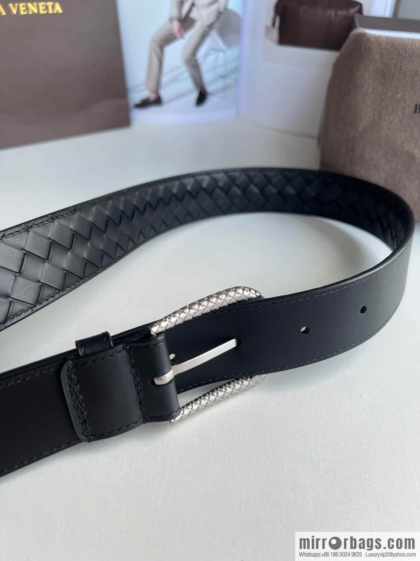 Bottega Venta Intrecciato Woven Men's 3.5cm Belt