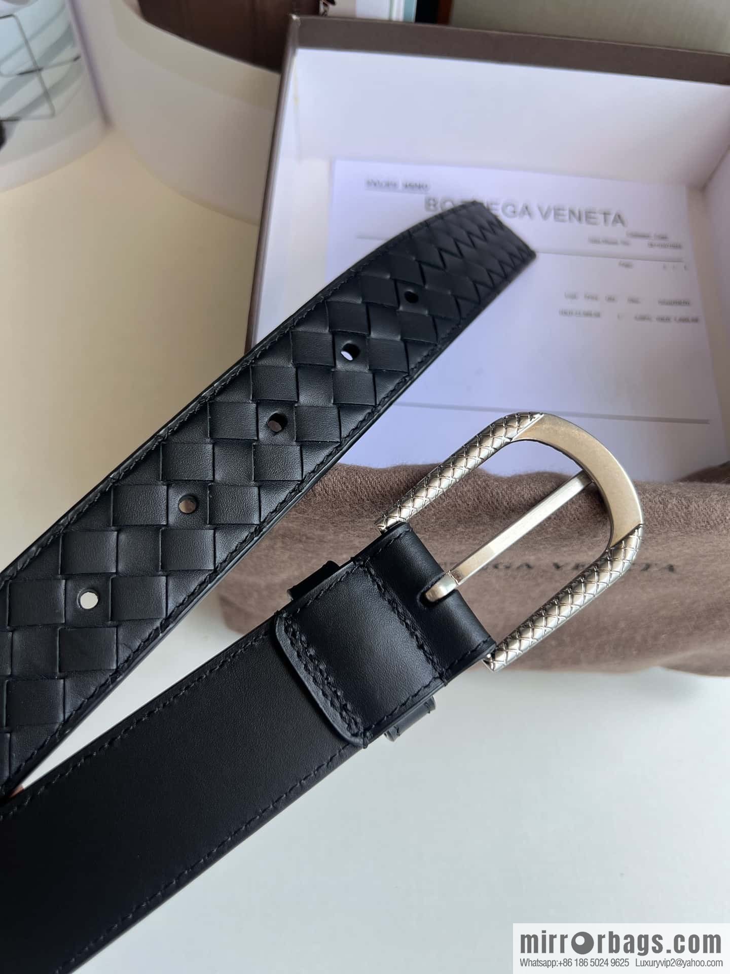 Bottega Venta Intrecciato Woven Men's 3.5cm Belt