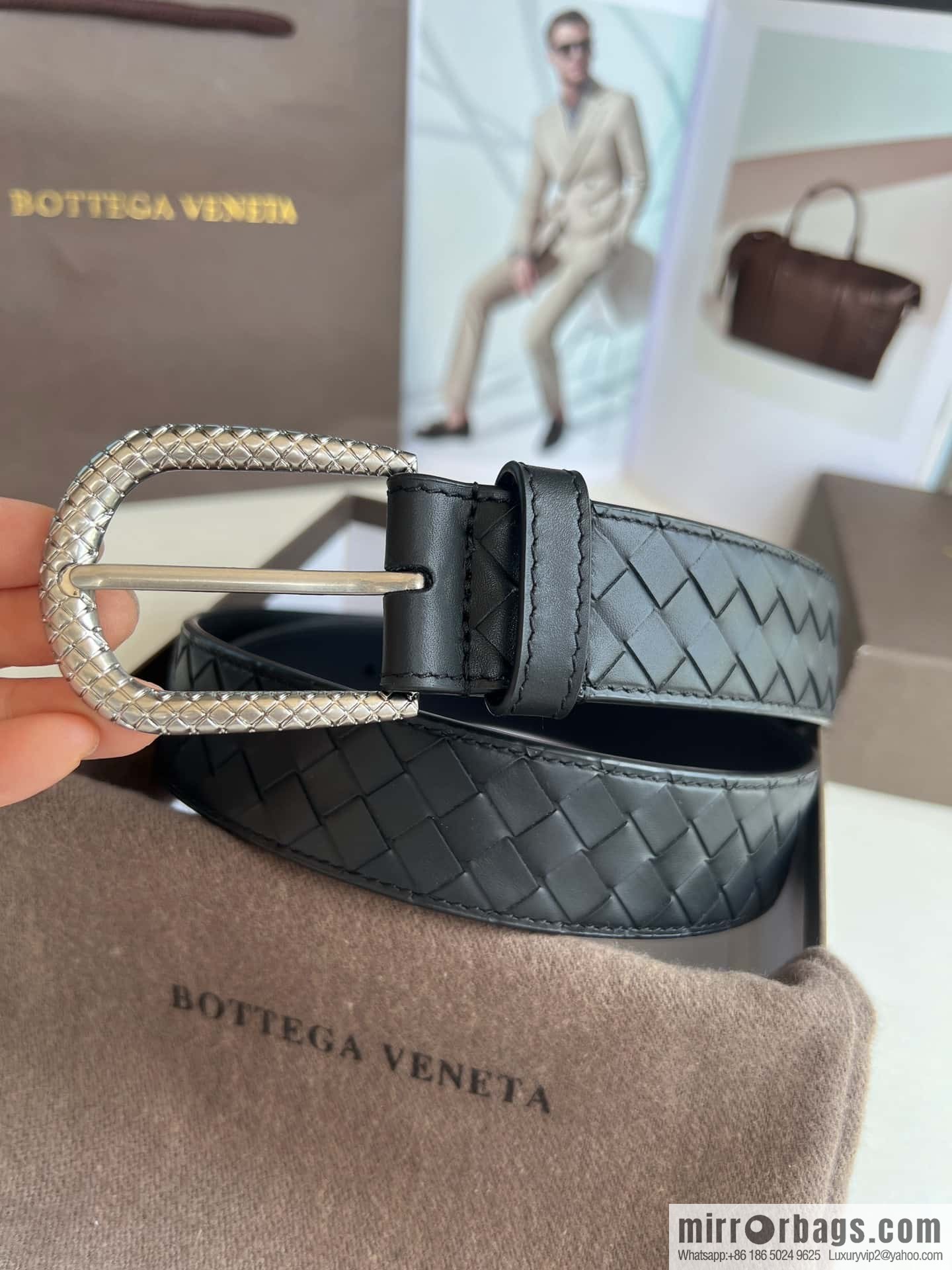 Bottega Venta Intrecciato Woven Men's 3.5cm Belt